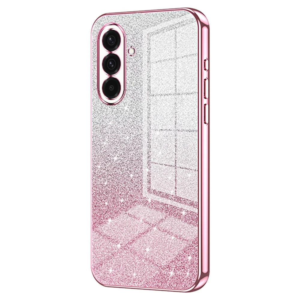 For Samsung Galaxy A37 5G Case Electroplating Gradient Glitter TPU Phone Cover - Pink - 1