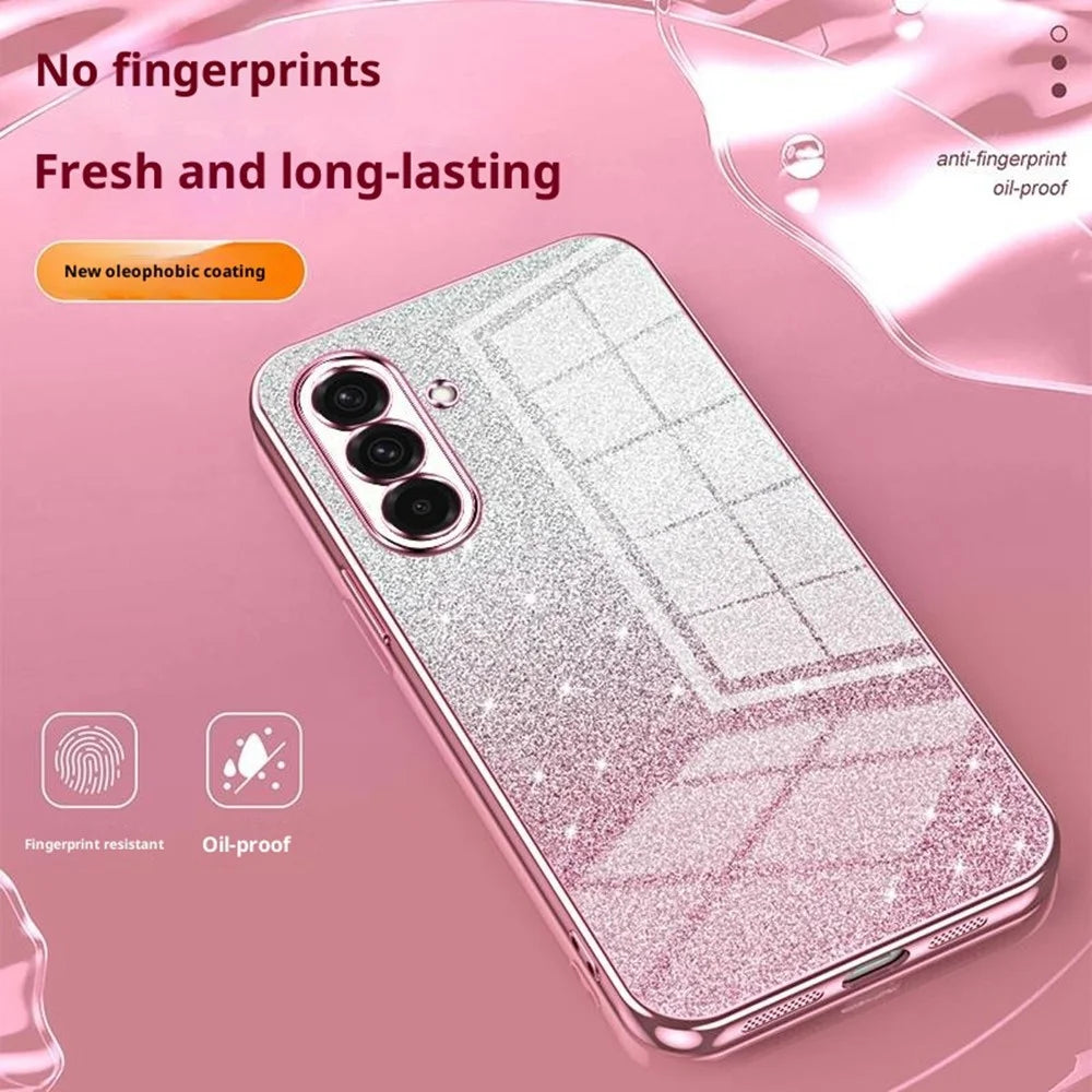 For Samsung Galaxy A37 5G Case Electroplating Gradient Glitter TPU Phone Cover - Pink - 5