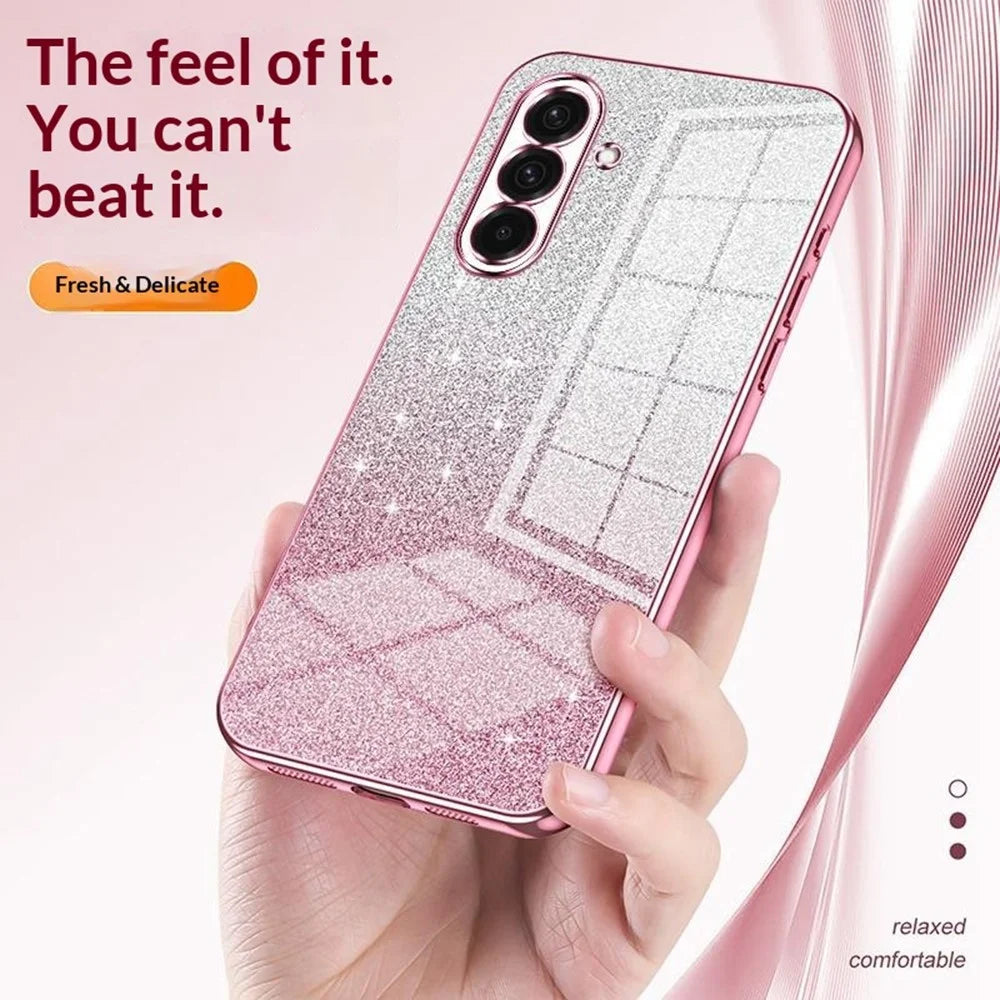 For Samsung Galaxy A37 5G Case Electroplating Gradient Glitter TPU Phone Cover - Pink - 6