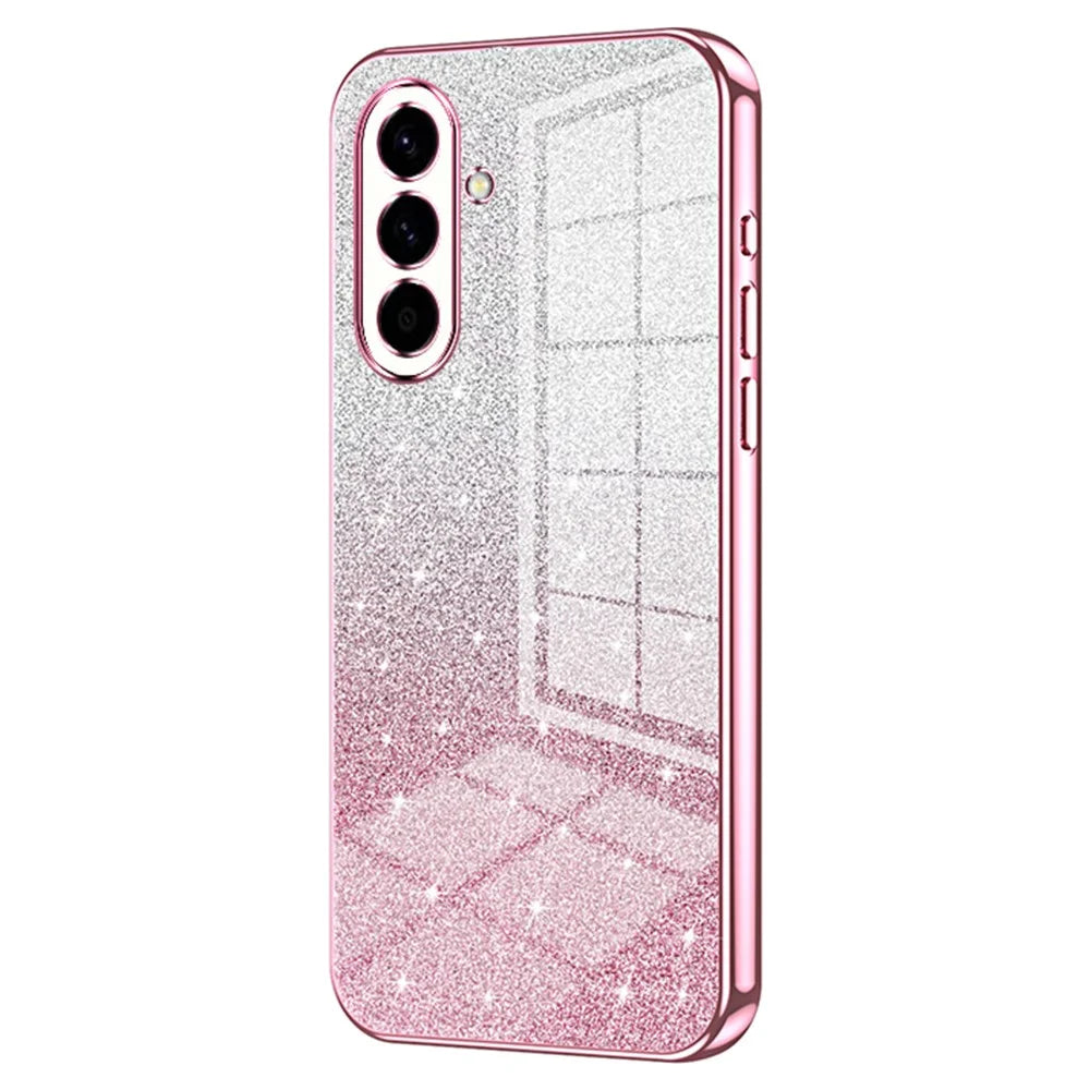 For Samsung Galaxy A57 5G Case Electroplating Gradient Glitter TPU Phone Cover - Pink - 1