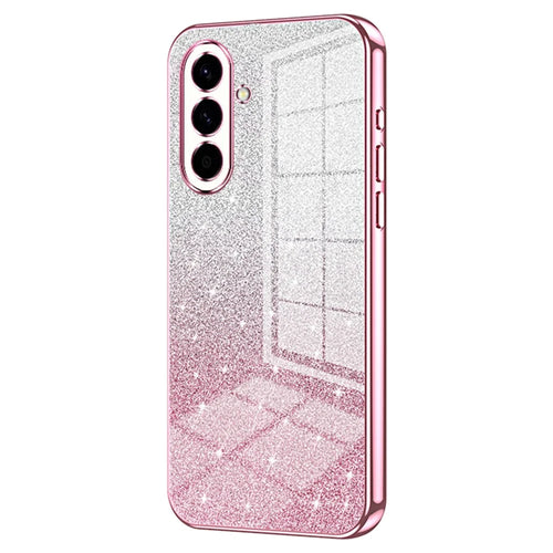For Samsung Galaxy A57 5G Case Electroplating Gradient Glitter TPU Phone Cover - Pink - 1