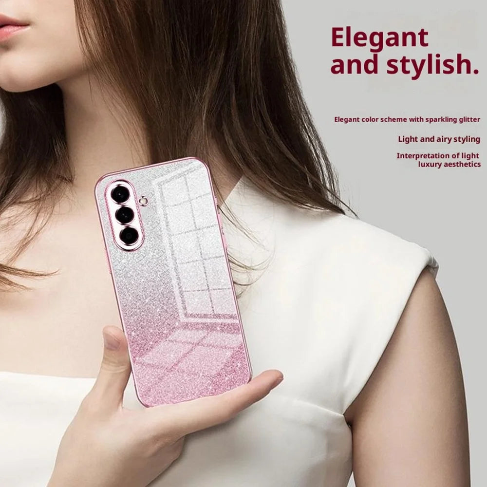For Samsung Galaxy A57 5G Case Electroplating Gradient Glitter TPU Phone Cover - Pink - 4