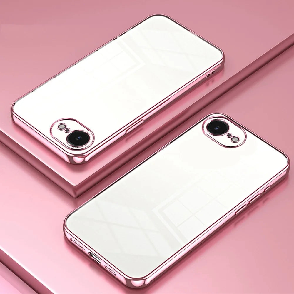 For iPhone 17e / 16e Case Electroplating Frame Soft TPU Phone Cover - Pink - 2