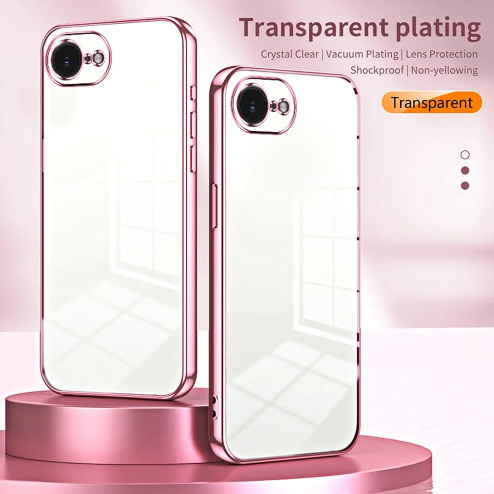 For iPhone 17e / 16e Case Electroplating Frame Soft TPU Phone Cover - Pink - 3
