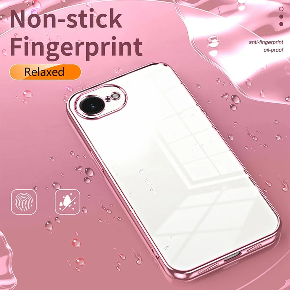 For iPhone 17e / 16e Case Electroplating Frame Soft TPU Phone Cover - Pink - 5