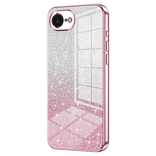 For iPhone 17e / 16e Case Electroplating Gradient Glitter TPU Phone Cover - Pink - 1