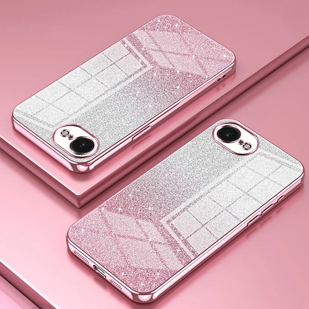For iPhone 17e / 16e Case Electroplating Gradient Glitter TPU Phone Cover - Pink - 2