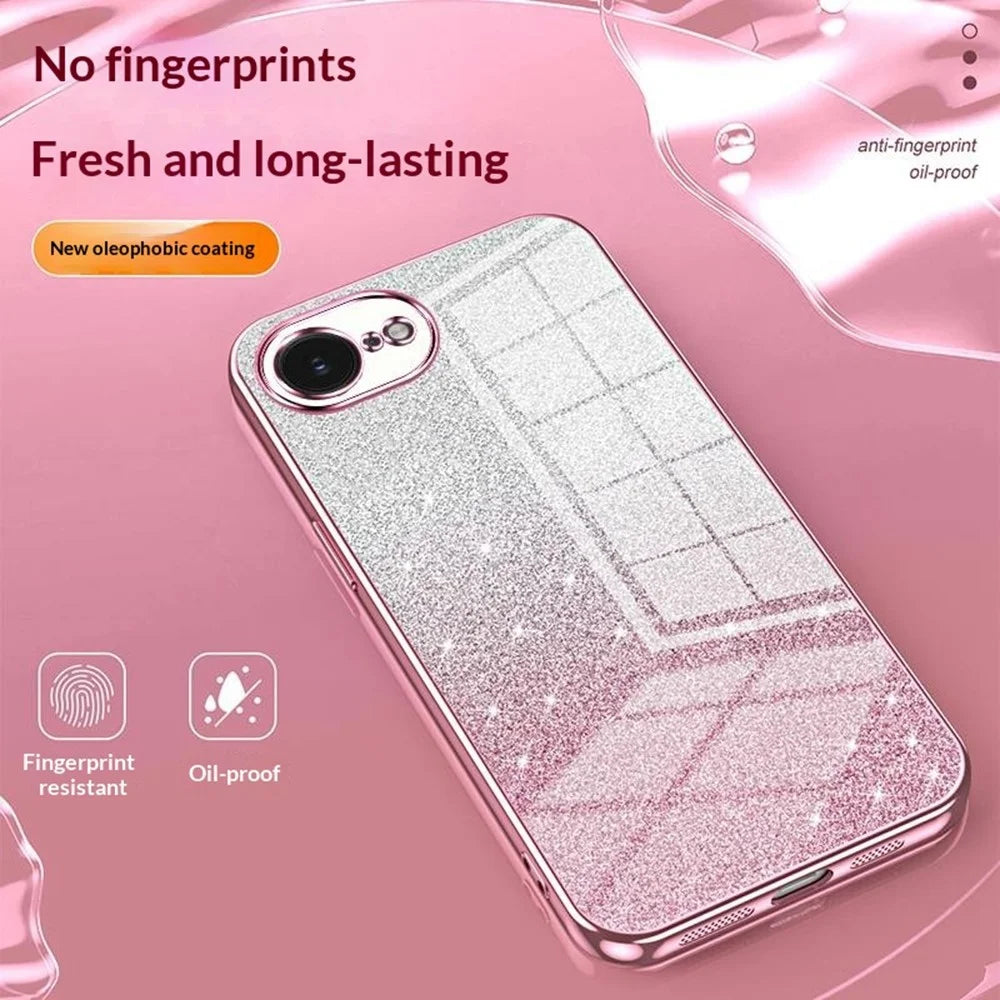 For iPhone 17e / 16e Case Electroplating Gradient Glitter TPU Phone Cover - Pink - 5