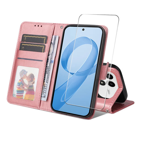 ENKAY HAT PRINCE For Xiaomi Redmi K90 Pro Max 5G / Xiaomi Poco F8 Ultra Wallet Case   Leather Phone Stand Cover with 0.18mm Screen Protector, Ultrasonic Fingerprint Unlock - Pink - 1
