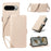 For Google Pixel 9 Pro XL / Google Pixel 10 Pro XL Leather Case Rhinestone Decor Rhombus Pattern Wallet Stand Flip Phone Cover with Straps - Apricot - 1