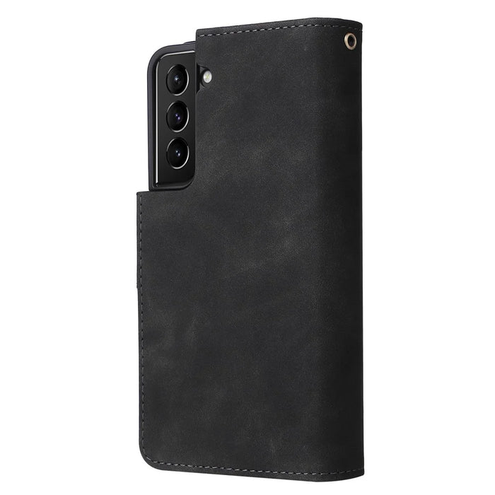 For Samsung Galaxy S23+ Multiple Card Slots Zipper Pocket PU Leather Case Shockproof Wallet Stand Cover - Black - 7