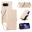 For Google Pixel 9a Leather Case Rhinestone Decor Rhombus Pattern Wallet Stand Flip Phone Cover with Straps - Apricot - 1