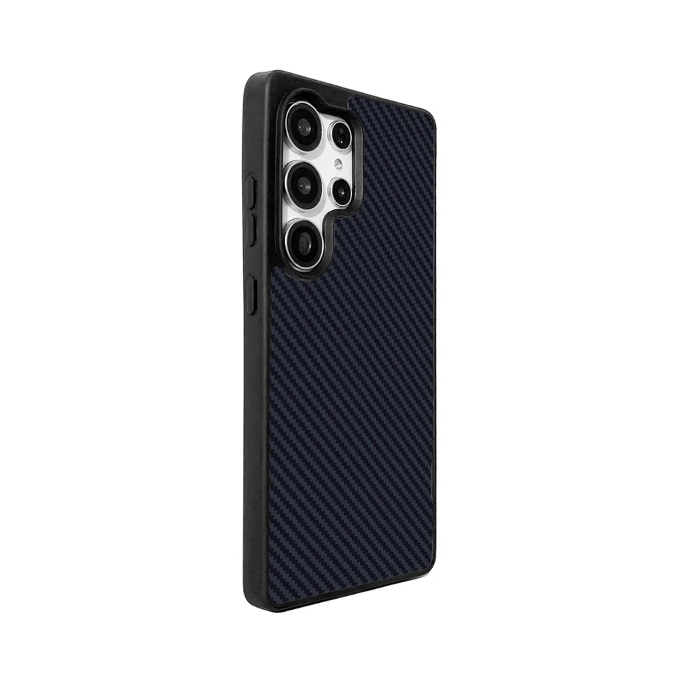 EYCASE For Samsung Galaxy S25 Ultra Magnetic Case Aramid Fiber Series UV Printed Black Edge TPU Acrylic Phone Cover - Black Grey - 2