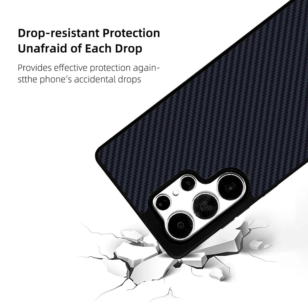 EYCASE For Samsung Galaxy S25 Ultra Magnetic Case Aramid Fiber Series UV Printed Black Edge TPU Acrylic Phone Cover - Black Grey - 3