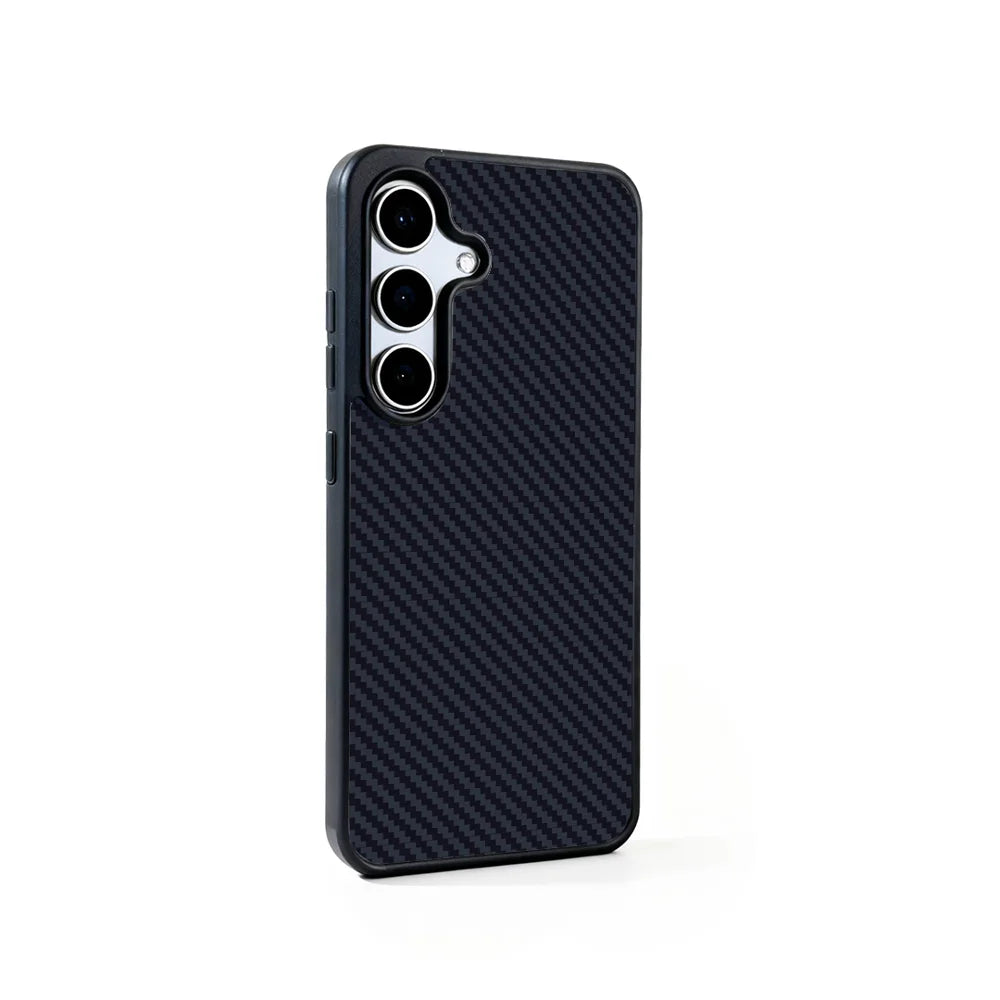 EYCASE For Samsung Galaxy S26 Magnetic Case Aramid Fiber Series UV Printed Black Edge TPU Acrylic Phone Cover - Black Grey - 2