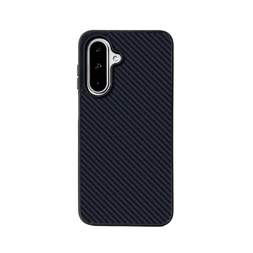 EYCASE For Samsung Galaxy A15 4G / Galaxy A15 5G Magnetic Case Aramid Fiber Series UV Printed Black Edge TPU Acrylic Phone Cover - Black Grey - 1