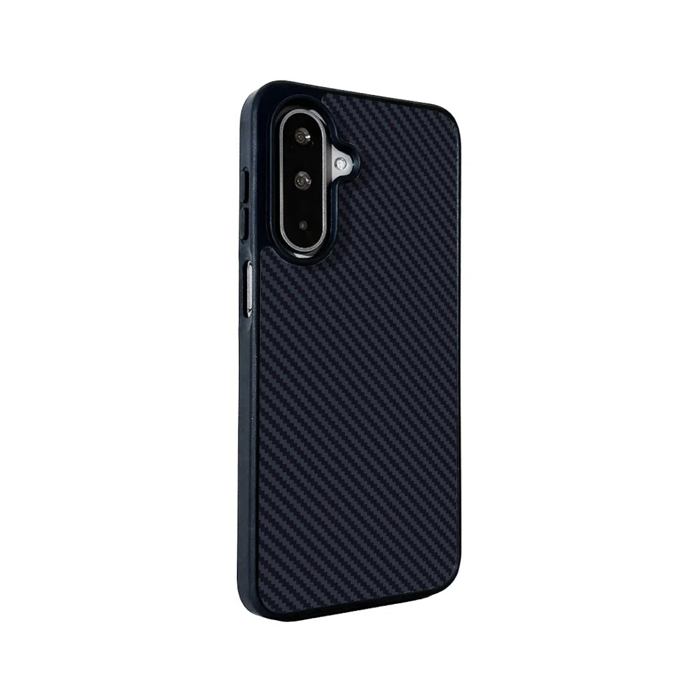 EYCASE For Samsung Galaxy A16 4G / Galaxy A16 5G Magnetic Case Aramid Fiber Series UV Printed Black Edge TPU Acrylic Phone Cover - Black Grey - 2