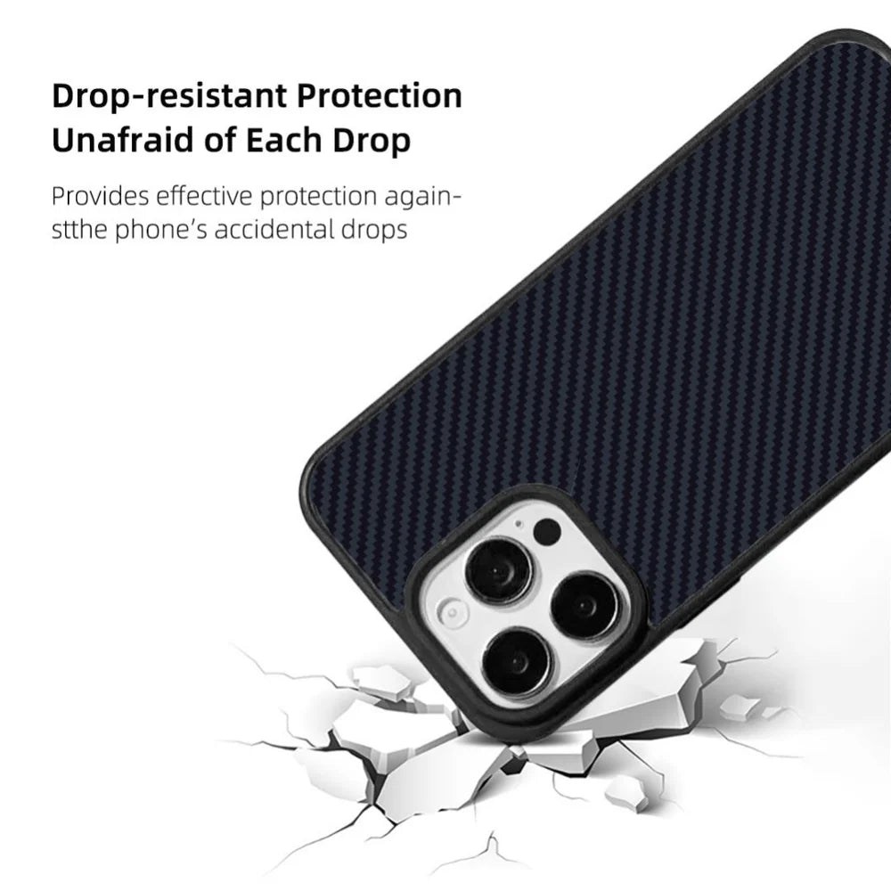EYCASE For iPhone 16 Pro Max Magnetic Case Aramid Fiber Series UV Printed Black Edge TPU Acrylic Phone Cover - Black Grey - 3