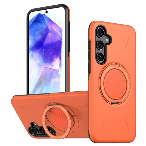 For Samsung Galaxy A16 4G / Galaxy A17 5G / Galaxy A17 4G / Galaxy F15 5G / Galaxy A16 5G Magnetic Case Rotating Kickstand TPU + PC Phone Cover - Orange - 1
