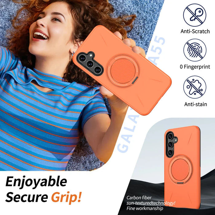 For Samsung Galaxy A05s 4G Magnetic Case Rotating Kickstand TPU + PC Phone Cover - Orange - 3
