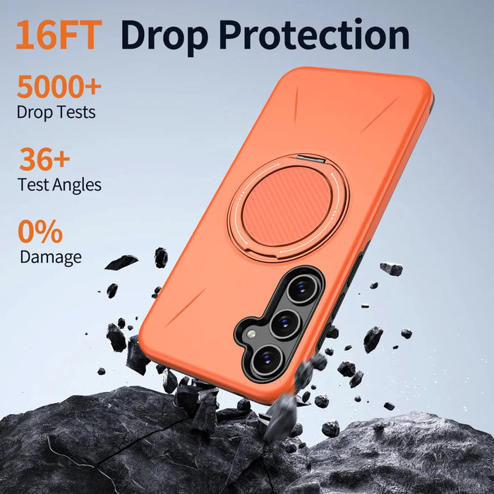 For Samsung Galaxy A05s 4G Magnetic Case Rotating Kickstand TPU + PC Phone Cover - Orange - 4