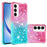 For Samsung Galaxy A57 5G TPU Case Gradient Quicksand Phone Back Cover - Pink+Sky Blue - 1