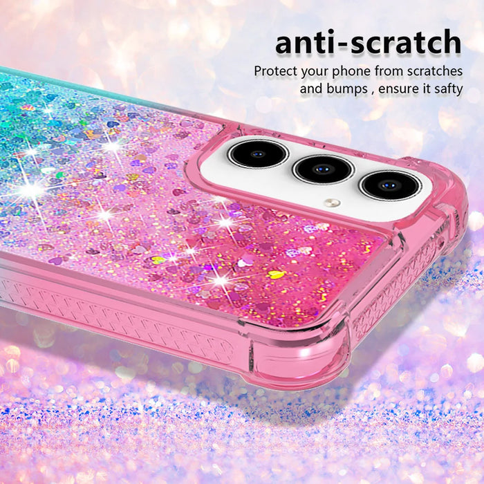 For Samsung Galaxy A57 5G TPU Case Gradient Quicksand Phone Back Cover - Pink+Sky Blue - 4