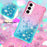 For Samsung Galaxy A57 5G TPU Case Gradient Quicksand Phone Back Cover - Pink+Sky Blue - 5
