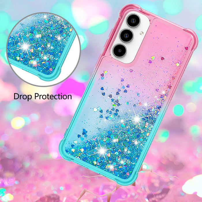 For Samsung Galaxy A57 5G TPU Case Gradient Quicksand Phone Back Cover - Pink+Sky Blue - 5