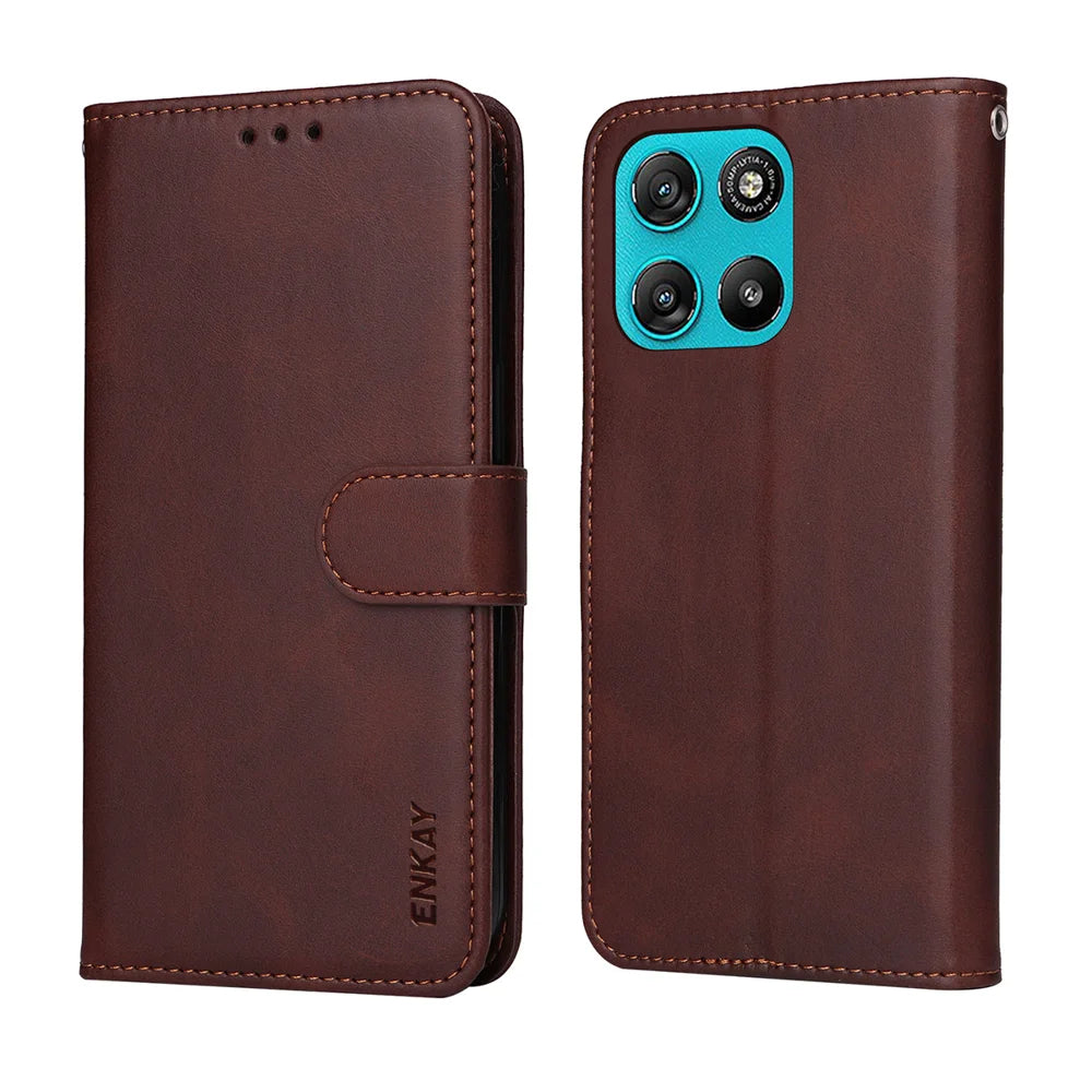 ENKAY HAT PRINCE For Motorola Moto G67 Power 5G PU Leather Wallet Case   Phone Stand Cover with 9H Tempered Glass - Pink - 5