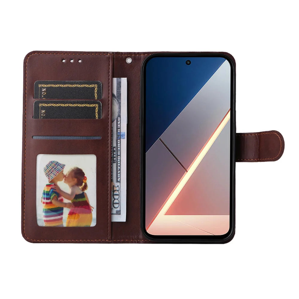 ENKAY HAT PRINCE For Xiaomi Poco M7 4G (EU) (171mm) PU Leather Wallet Case   Phone Stand Cover with 9H Tempered Glass - Pink - 3