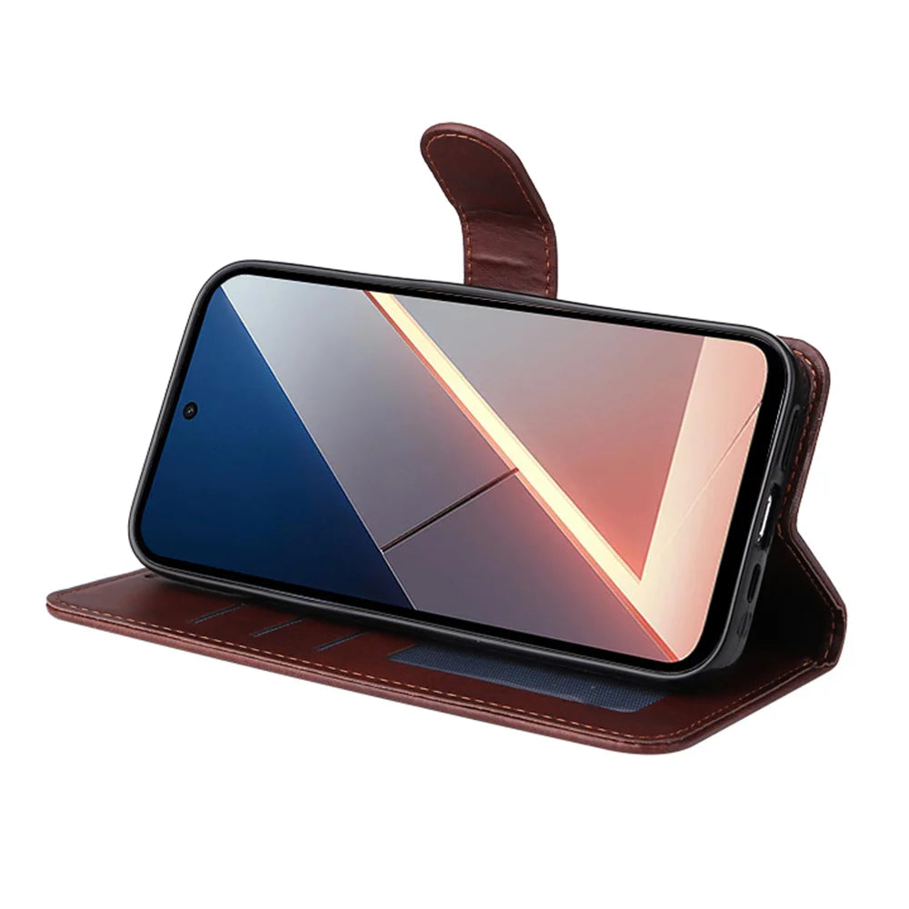 ENKAY HAT PRINCE For Xiaomi Poco M7 4G (EU) (171mm) PU Leather Wallet Case   Phone Stand Cover with 9H Tempered Glass - Pink - 6
