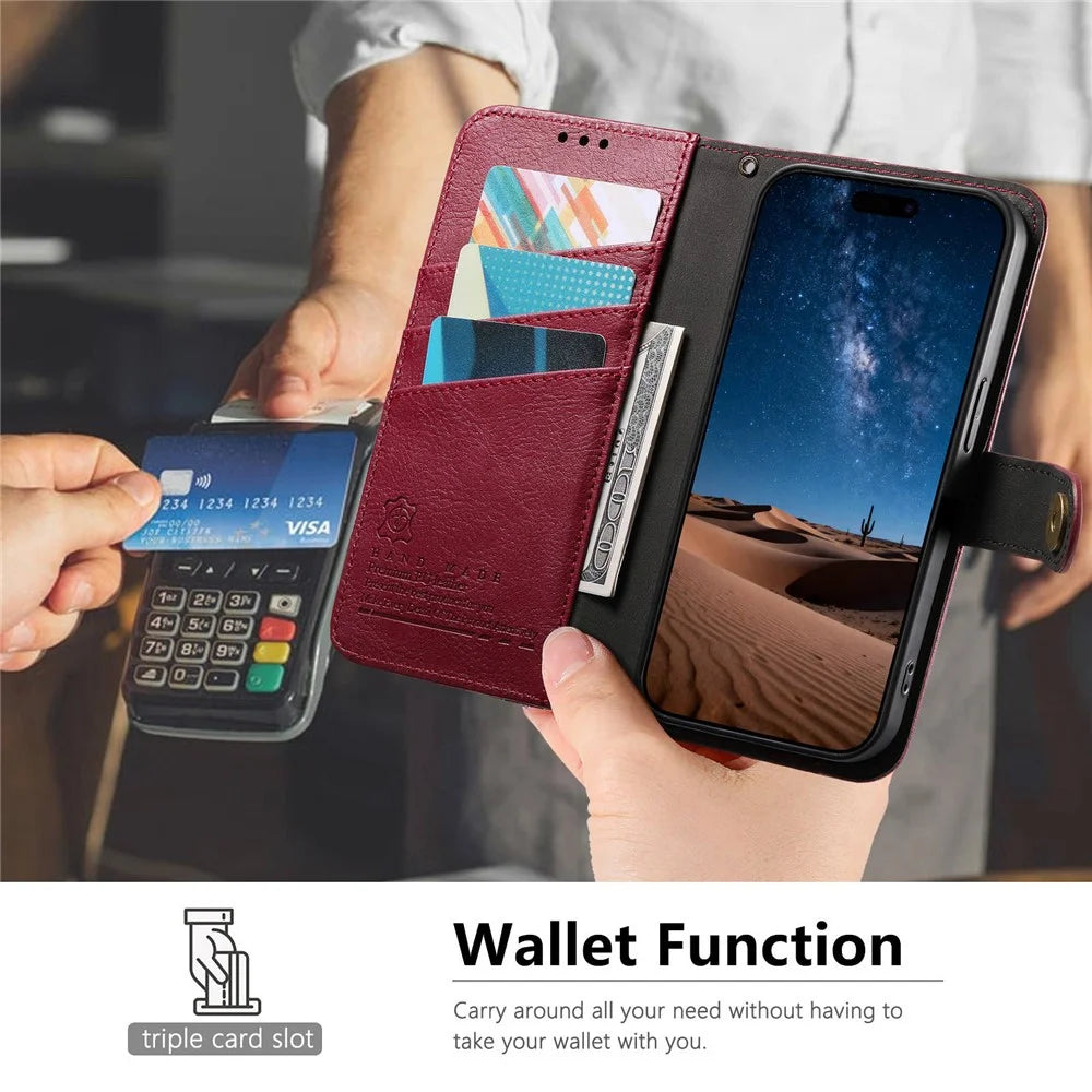 For Samsung Galaxy S26+ Case Color Splicing TPU PU Leather Flip Shockproof Phone Cover with Wrist Strap - Red - 7
