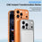 For iPhone 14 Pro Max Case Transform to 17 Pro Max Locking Buckle Metal Frame Alloy Back Phone Cover - Orange - 5