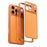 For iPhone 15 Pro Case Transform to 17 Pro Locking Buckle Metal Frame Alloy Back Phone Cover - Orange - 1