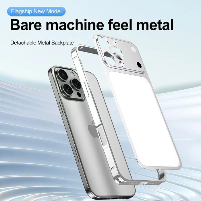 For iPhone 15 Pro Case Transform to 17 Pro Locking Buckle Metal Frame Alloy Back Phone Cover - Orange - 6