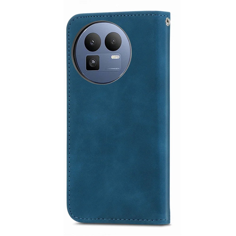For Realme GT 8 5G Leather Case with Card Holder Magnetic Absorption Phone Cover - Dark Blue - 7