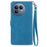 For Realme GT 8 5G Zipper Wallet Case with Strap Flower Imprint PU Leather Phone Cover - Blue - 6