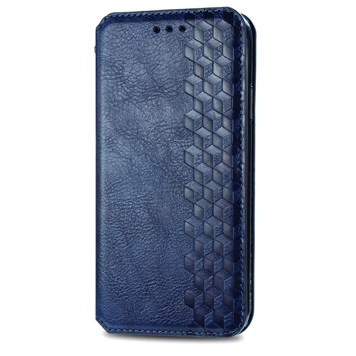 For Realme GT 8 5G Case Rhombus Imprint PU Leather Wallet Phone Cover - Blue - 6