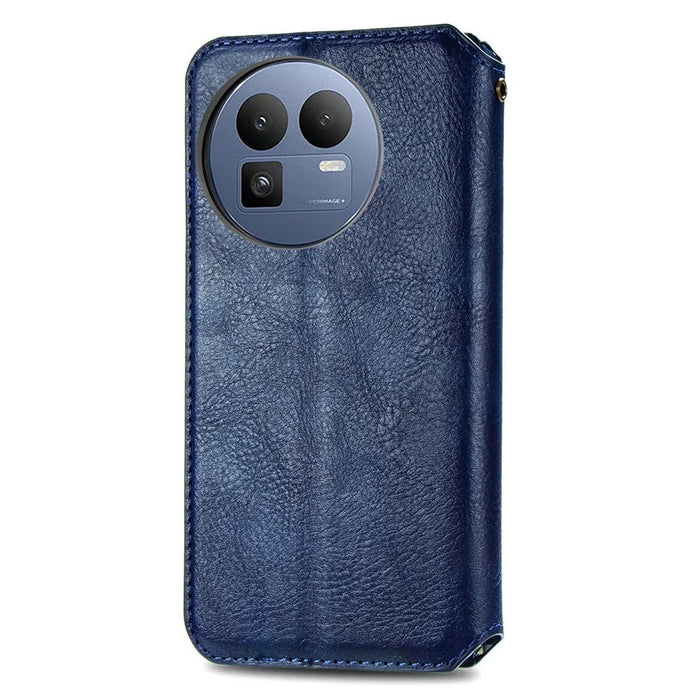 For Realme GT 8 5G Case Rhombus Imprint PU Leather Wallet Phone Cover - Blue - 7