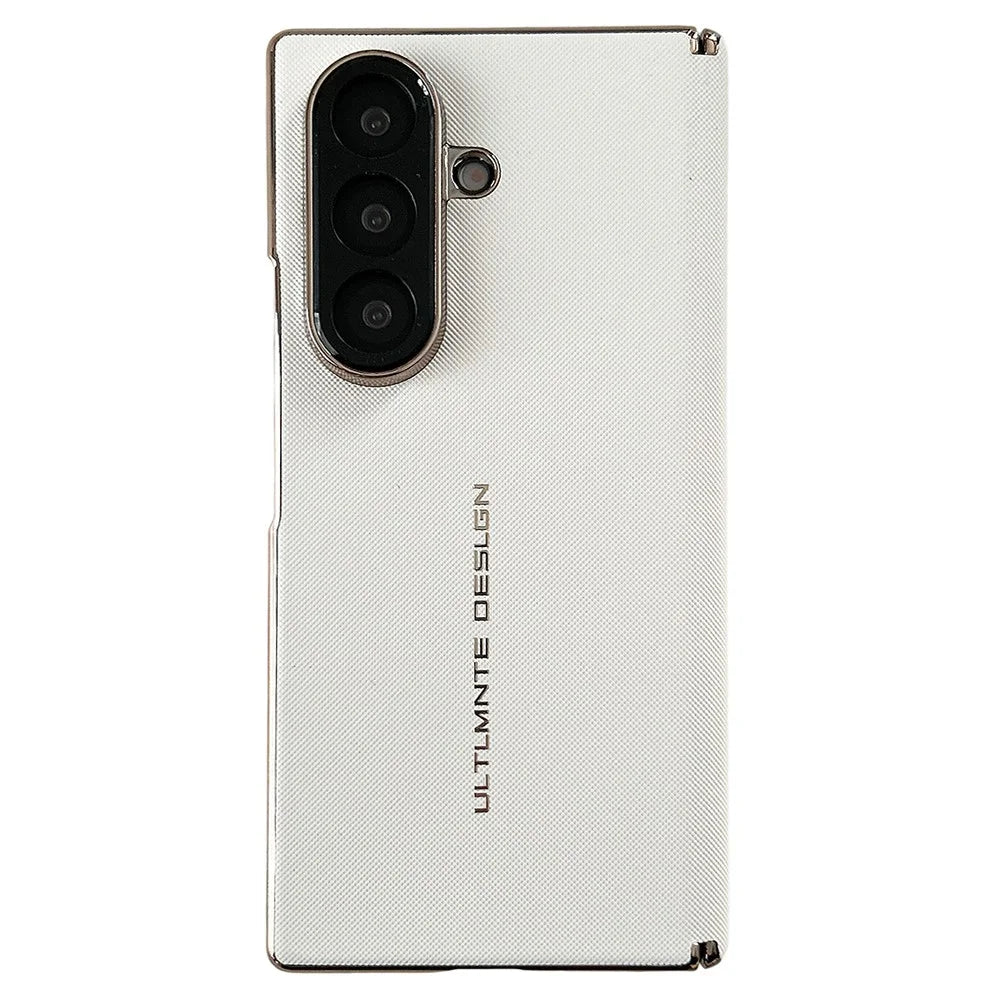 GKK For Samsung Galaxy Z Fold7 5G Case Woven Texture Dual Axis Hinge Protection Leather PC Phone Cover - White - 1