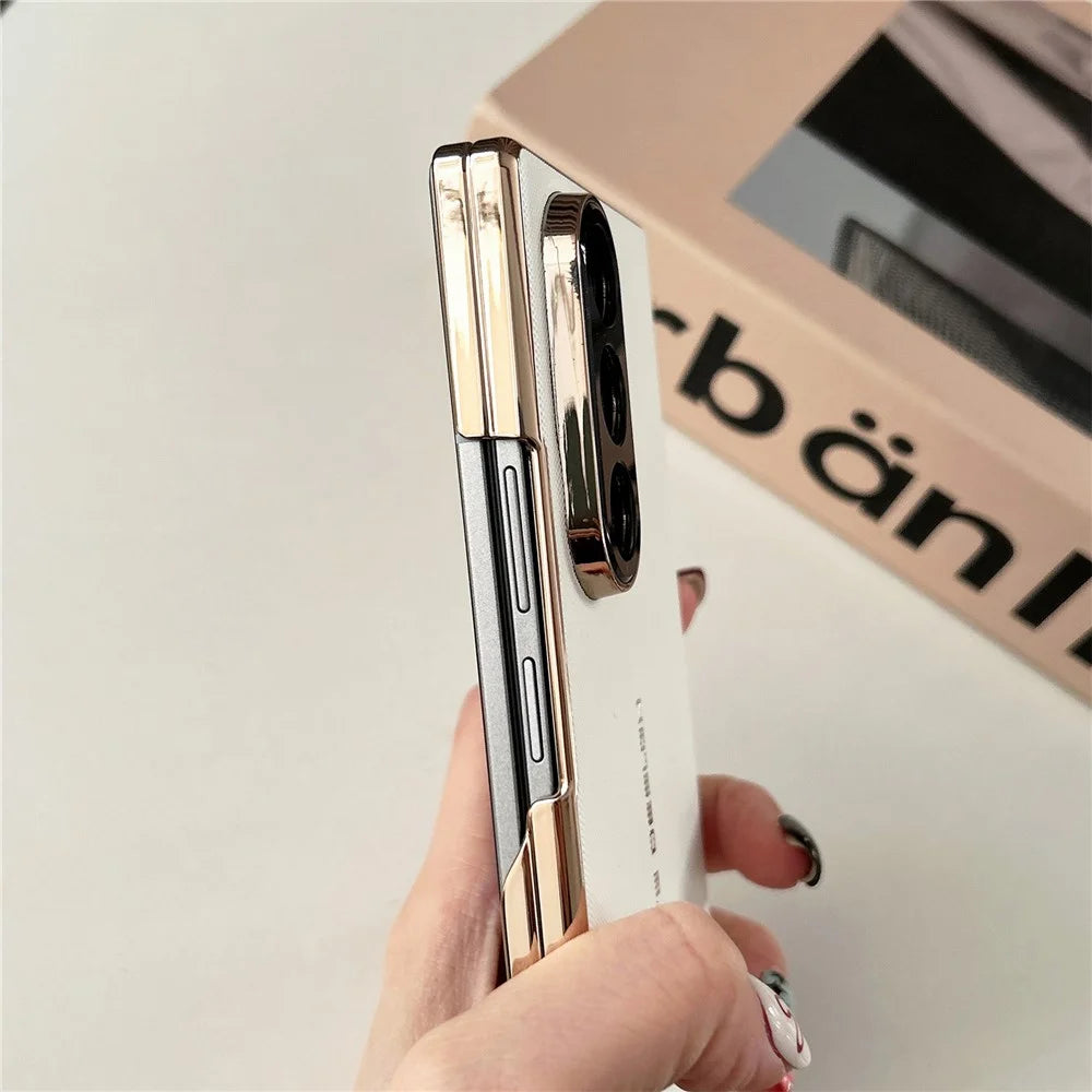 GKK For Samsung Galaxy Z Fold7 5G Case Woven Texture Dual Axis Hinge Protection Leather PC Phone Cover - White - 4