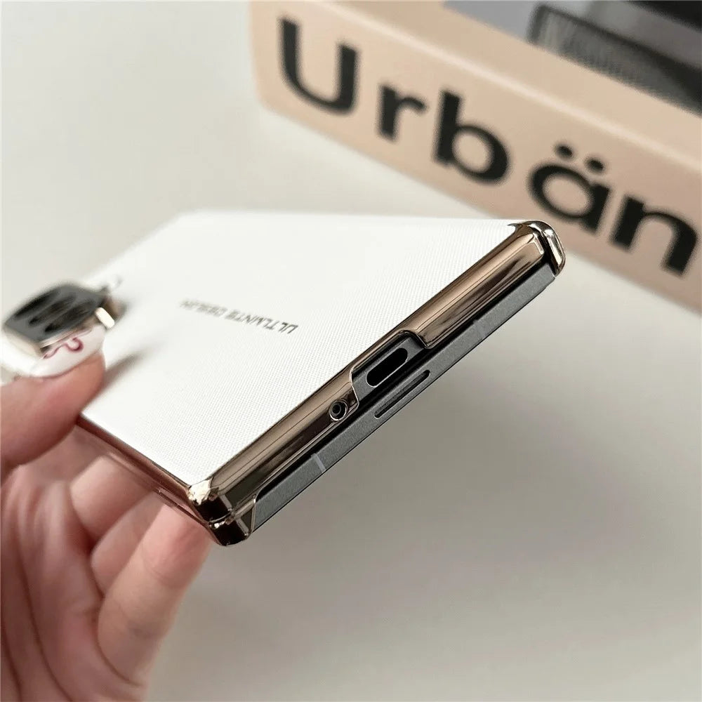 GKK For Samsung Galaxy Z Fold7 5G Case Woven Texture Dual Axis Hinge Protection Leather PC Phone Cover - White - 5