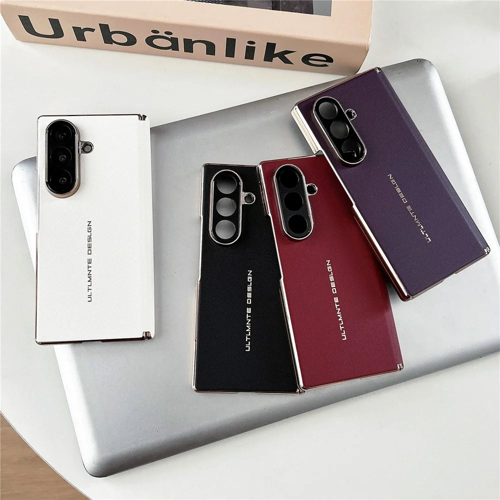GKK For Samsung Galaxy Z Fold7 5G Case Woven Texture Dual Axis Hinge Protection Leather PC Phone Cover - White - 6