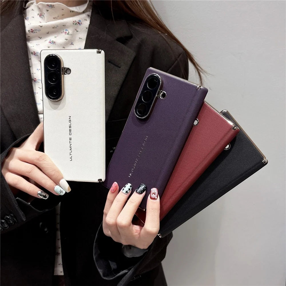GKK For Samsung Galaxy Z Fold7 5G Case Woven Texture Dual Axis Hinge Protection Leather PC Phone Cover - White - 7