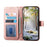 For iPhone 17 Stand Case Imprint TPU PU Leather Zipper Pocket Wallet Phone Cover with Strap - Pink - 2