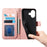 For iPhone 17 Stand Case Imprint TPU PU Leather Zipper Pocket Wallet Phone Cover with Strap - Pink - 4
