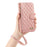 For iPhone 17 Stand Case Imprint TPU PU Leather Zipper Pocket Wallet Phone Cover with Strap - Pink - 5