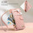 For iPhone 17 Stand Case Imprint TPU PU Leather Zipper Pocket Wallet Phone Cover with Strap - Pink - 7