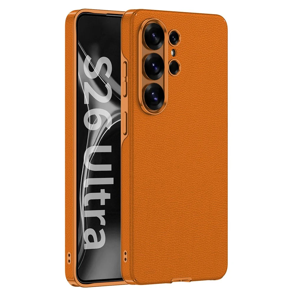 GKK For Samsung Galaxy S26 Ultra Case PU Leather Coated PC + TPU Phone Cover - Orange - 1